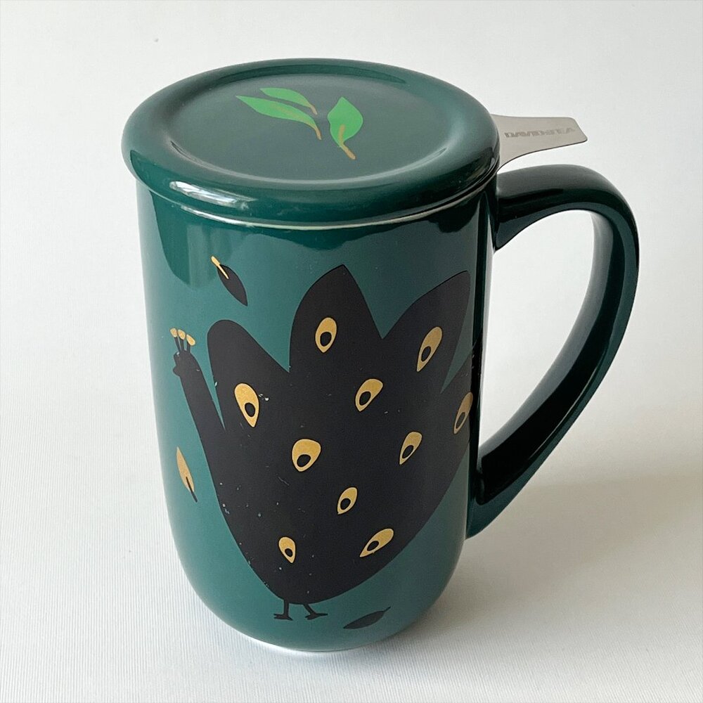 DAVIDs TEA Nordic Peacock Color Changing Mug with Infuser Lid 16oz